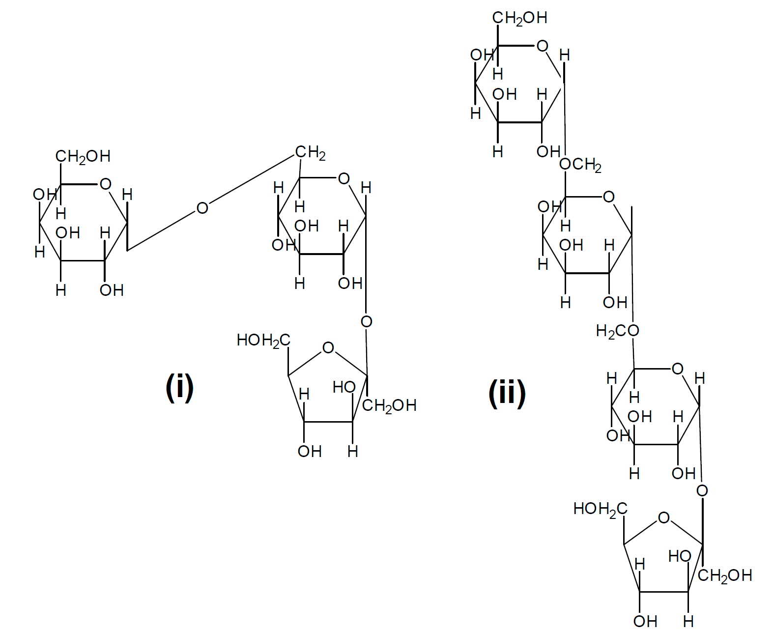 sucrose, cellobiose, and maltose