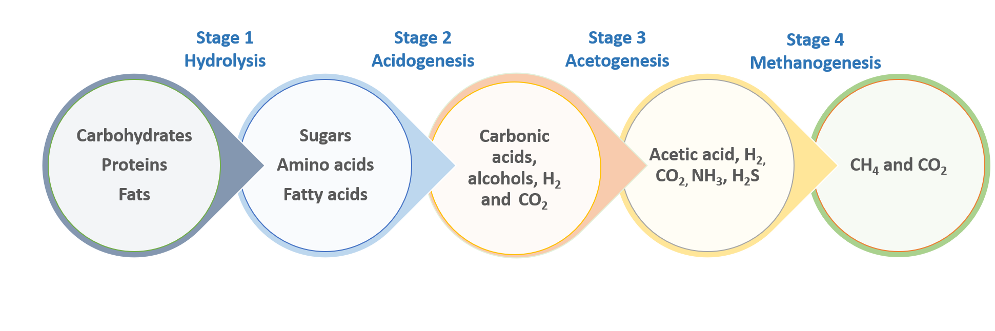 The four stages of anaerobic digestion